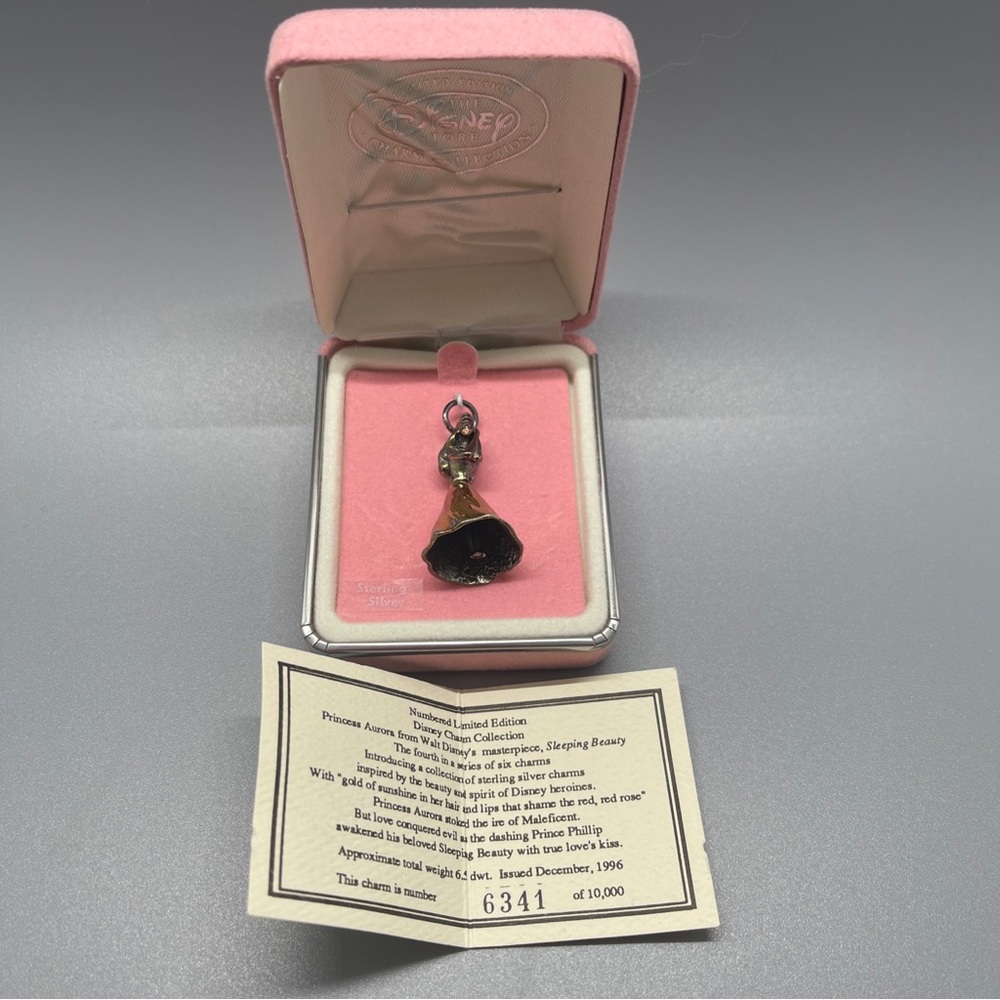 '96 Disney Numbered Limited Edition Sterling Silver Sleeping Beauty Charm NIB